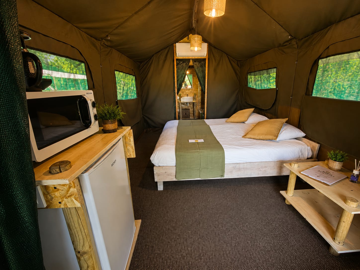 Inside a safari tent